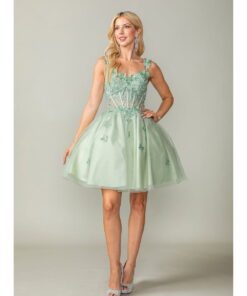 DQ 3367 Vestido Corto Tono Sage36336704
